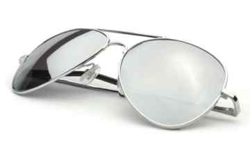 Klassische Pilotenbrille Fliegerbrille Spiegelbrille Sonnenbrille Brille silber verspiegelt
