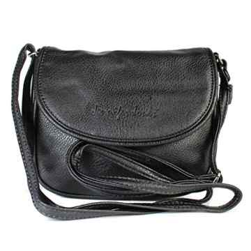 Kleine Damen Handtasche Umhängetasche 18 x 14 cm (schwarz)