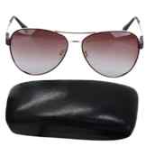 LEIDISEN Damen Shiny Wayfarer Stil Sonnenbrille UV400 Metall Rahmen Brillenetui Brillenbeutel Damenbrillen – Kaffee Rahmen
