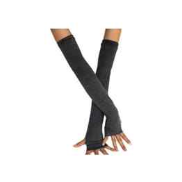 LEORX Paar aus Baumwolle gestrickt Fingerlose Handschuhe lange Hand Arm wärmer für Frauen Mädchen (Dunkelgrau)