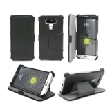 LG G6 Tasche Leder Style schwarz Hülle Cover mit Stand – Zubehör Etui smartphone 2017 LG G6 4G/LTE Flip Case Schutzhülle Ultra Slim (Handy tasche folio PU Leder, Black) – Brand XEPTIO accessoires
