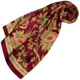 LORENZO CANA Luxus Designer Seidentuch 100% Seide Tuch Damentuch Foulard Blumenmuster Floral bedruckt 90 x 90 cm Markentuch Weinrot 89165