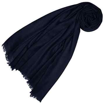 LORENZO CANA Luxus Pashmina Schal Schaltuch 100% reines Kaschmir Kaschmirschal Kaschmirtuch Kaschmirpashmina Dunkelblau Navy 78311