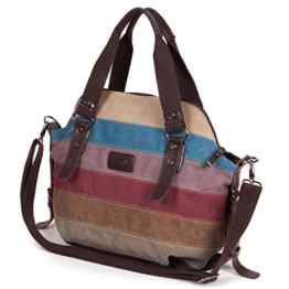 LOSMILE Multi-Color Striped Canvas Damen Handtasche / Umhängetasche,Mehrfarbig Canvas Schultertasche Hobo Bag.