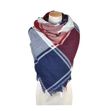 La Loria Damen XXL Schal kariert „Life“ Oversized Fransen Poncho