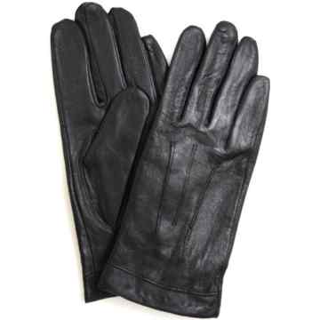 Lederhandschuhe für Damen mit 3-facher Ziernaht & warmen Vliesfutter, superweich (Schwarz / Blau / Braun / Rot)