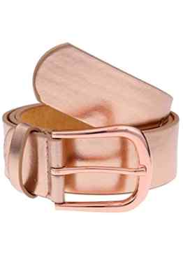 Leslii Gürtel Metallic Look Rosé | Trendiger ausgefallener Gürtel | Damen Mode-Accessoire | 4 cm breit