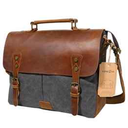 Lifewit Vintage Messenger Bag Umhängetasche Aktentasche Laptoptasche Notebooktasche aus Canvas und Leder