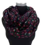 Loop von Ella Jonte Damenschal schwarz rot mit Kirschen Rockabilly