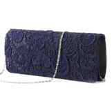 Luxus Spitze Damen Clutch Abendtasche Damentasche Handtasche Brauttasche mit Kette (weiss/schwarz/blau)