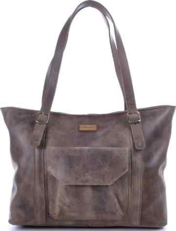 MASQUENADA, Cntmp, Damen Schultertaschen, Shopper, XL-Handtaschen, DIN-A4, Naturleder, Leder, Braun, 40x31x12cm (B x H x T)