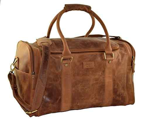 Leder Reisetasche Herren – Weekender Duffle Bag Aus Vollnarbenleder, 30 Liter, Mit YKK-Reißverschlüssen & Abnehmbarem Schultergurt