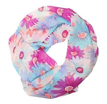 ManuMar Loop-Schal für Damen | Hals-Tuch mit Blumen-Motiv als perfektes Sommer-Accessoire | Schlauch-Schal – Das ideale Geschenk für Frauen