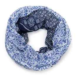 ManuMar Schal Ornamente Lilien Loop Schal Schlauchschal Rundschal Damen Schal Endlosschal Tuch Sommer Frühling Loopschal Loop Schlauchschal Geschenk Freundin Damen