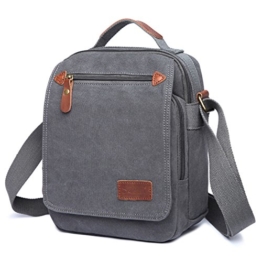 MeCool Canvas Herren Vintage Umhängetasche Messenger Freitag Tasche für Reisetasche Sport Reisetaschen Schule Retro Schultaschen Militär Reisetasche Strandtasche Schultertasche, Braun Schwarz