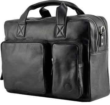 Messenger bag Aktentasche Schultertasche Umhängetasche DIN-A4 Laptoptasche 15,6 Henkeltasche Echt Leder Schwarz