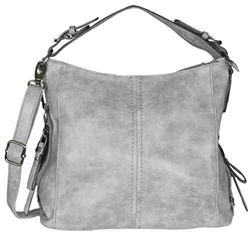 Schwarze Handtasche, Große Henkeltasche, Tote-Shopper, Graue