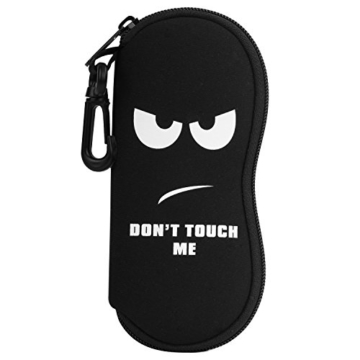 MoKo Sonnenbrille Tasche – [Ultra Lightweight] Neopren Reißverschluss Brillenetui mit Gürtelclip für Brillen, Rahmen, Tragbare Case für Schlüssel, Bleistifte, Karten, Don’t Touch Me