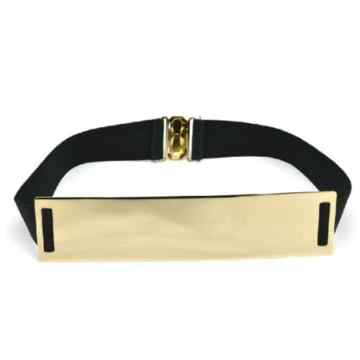 Mofun Schick Elastisch Spiegel Metall Gürtel Taillengürtel Bling Gold Plate breites Obi