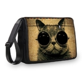 MySleeveDesign Messenger Bag Laptoptasche Notebooktasche mit Tragegurt – Tasche für Laptop & Notebook der Größen 13,3 Zoll / 14 Zoll / 15,6 Zoll / 17,3 Zoll – VERSCH. DESIGNS – Cool Cat – 17