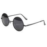 Männer Damen Runde Metallrahmen Sonnenbrille Brille schwarz Objektiv
