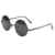 Männer Damen Runde Metallrahmen Sonnenbrille Brille schwarz Objektiv