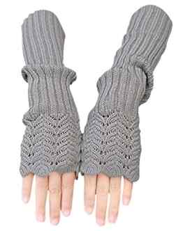 NOVAWO Damen Winter Warmer Strick Lange Handschuhe Fashion Armlinge