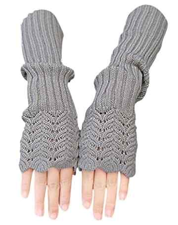 NOVAWO Damen Winter Warmer Strick Lange Handschuhe Fashion Armlinge