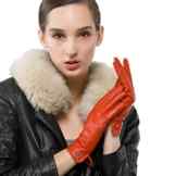 Nappaglo Damen Italienisches Lammfell Leder Handschuhe Touchscreen Winter Warm Langes Fleecefutter Handschuhe