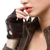 Nappaglo Damen Lederhandschuhe für fahren Halbfinger fingerlose Handschuhe für Fahren Outdoor Motorrad Radfahren Handschuhe