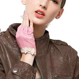 Nappaglo Damen Lederhandschuhe für fahren Halbfinger fingerlose Handschuhe für Fahren Outdoor Motorrad Radfahren Handschuhe