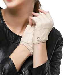 Nappaglo Damen Lederhandschuhe für fahren Halbfinger fingerlose Handschuhe für Fahren Outdoor Motorrad Radfahren Handschuhe