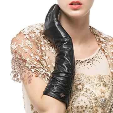 Nappaglo Damen Winter Lange Leder Handschuhe aus echtem Nappaleder Touchscreen Party Fausthandschuhe