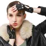 Nappaglo Damen klassisch Halbfinger Lederhandschuhe für fahren Fingerlose Lammfell Fitness Outdoor ungefüttert Handschuhe