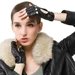 Nappaglo Damen klassisch Halbfinger Lederhandschuhe für fahren Fingerlose Lammfell Fitness Outdoor ungefüttert Handschuhe