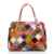 Nasis Damen Vintage Leder Karo Patchwork Mehrfarbig Aktentasche Handtasche Henkeltaschen Umhängetasche Schultertasche AL4155