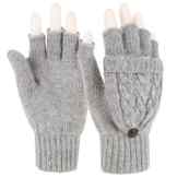 Novawo Mischgewebe aus Schafwolle, Fingerlose Handschuhe mit Flip Top, Fäustlinge, Damen