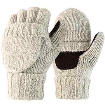 Novawo Wollmischung Strick Cabrio Isoliert Fingerless Handschuhe mit Fäustlinge Abdeckung
