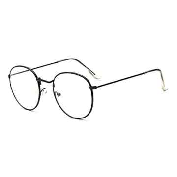 OUTEYE Retro Glasrahmen-Ebenenspiegel Dekobrille Nerdbrille Klassisches Rund Rahmen Glasses