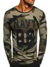 OZONEE Herren Longsleeve Sweatshirt Langarmshirt Camouflage Armee Militärstil ATHLETIC 1086