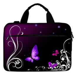 PEDEA Canvas Design Notebooktasche 15,6 Zoll (36,6 cm) mit Schultergurt, purple butterfly