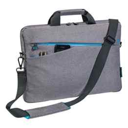 PEDEA Notebooktasche „Fashion“ für 15,6 Zoll (39,6cm) mit Zubehörfach und Schultergurt, grau