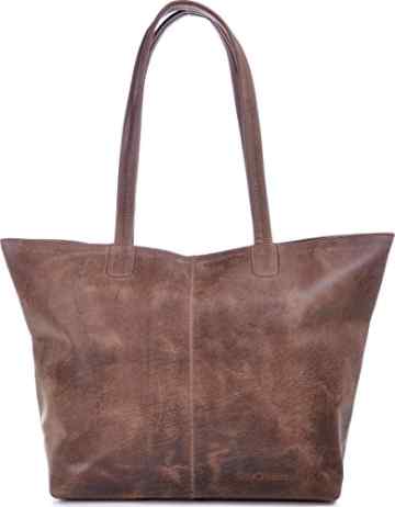 PHIL+SOPHIE, Cntmp, Damen Handtaschen, Shopper, Trend-Bags, Henkeltaschen, Naturleder, Leder Taschen, Braun, 45x29x15 cm (B x H x T)