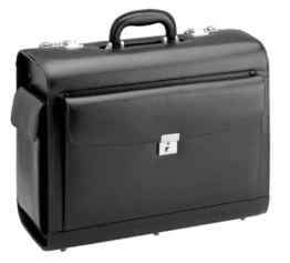 Pilotenkoffer NEU 2 DN687 schwarz feingenarbtes Leder 45cm Business&Travel D&N