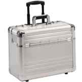 Pilotentrolley Pilotenkoffer mit Rollen Trolley Aluminium silber XL 49012