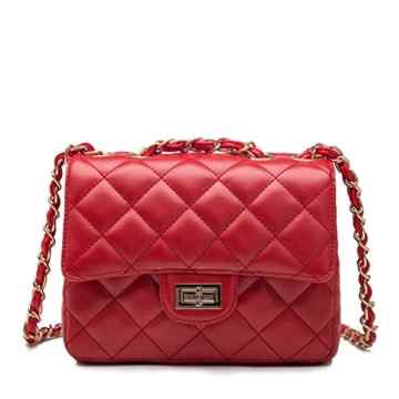 Qearly Vintage Gesteppte Design Leder Mini Schultertasche Small Umhaengetasche Fuer Damen