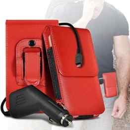 (Rot) für Doogee T3 (PU) Leder Gürtelclip Tasche Case Abdeckung Holster mit magnetischen Knopf + Auto chargerDoogee T3 von i-Tronixs