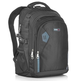 Rucksack für Herren und Damen von Camden Gear. Schulrucksack – Laptoprucksack für die Schule – Laptop – Wandern. Wasserdicht, Top mit mehreren Fächern. Schwarz und Grau