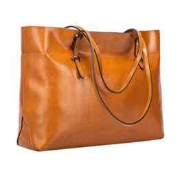 S-ZONE Damen Vintage Echtleder Tote Beutel Schultertasche Handtasche