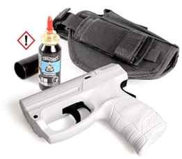 SDG Personal Defense Pistole „Walther PDP“ im Set inkl. Pfefferkartusche und HQ-Gürtelholster (beidseitig Tragbar) mit Kartuschenhalter und Zugsicherung